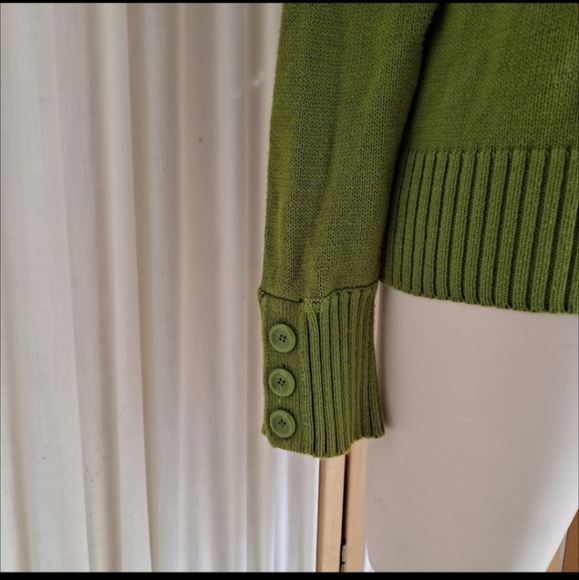 August Silk green convertible sweater with large lapel - Picture 3 of 3